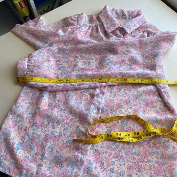 Vintage London Look Pastel Floral Blouse Size Small Coquette Soft Girl 80s Fairy - Picture 9 of 13